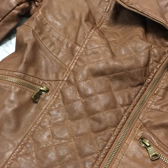 Brown Leather Cognac/ Bomber Motto Jacket 🧥 - Picture 4 of 8